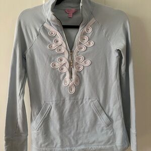 Lilly Pulitzer | UPF 50+ Skipper Popover Blue Embellished Fitted Polo Sweatshirt